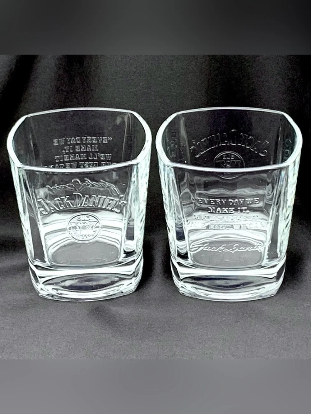 Jack Daniel's Lowball Rocks Square Whiskey Glasses ~ Set of 2